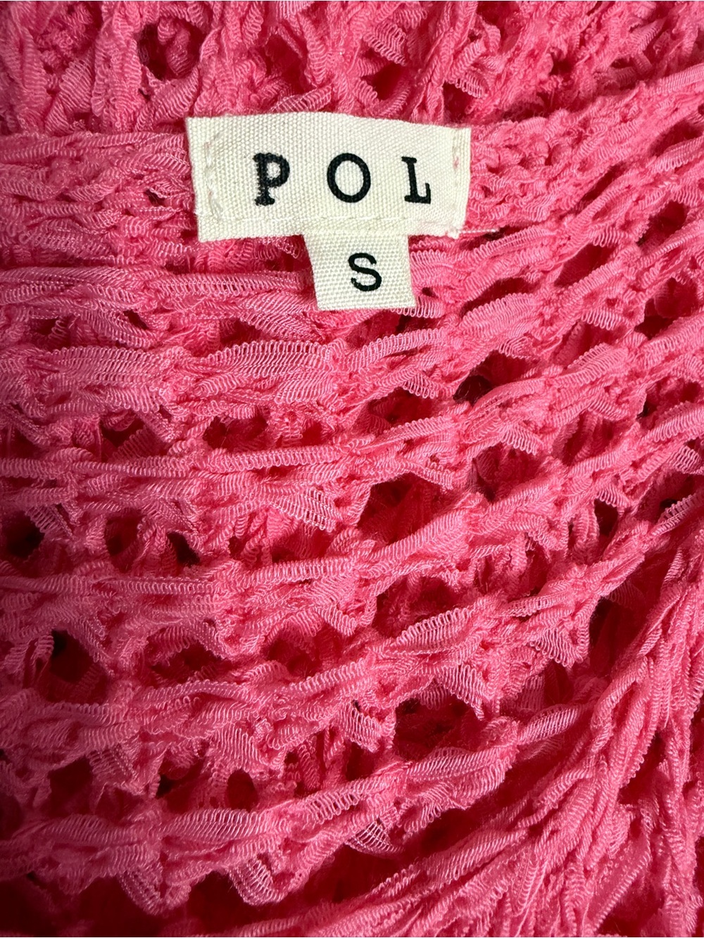 🌸 POL Boutique Hot Pink Open Knit Sweater | Boho Beachy Layering Top PTP 22” - Picture 5 of 7